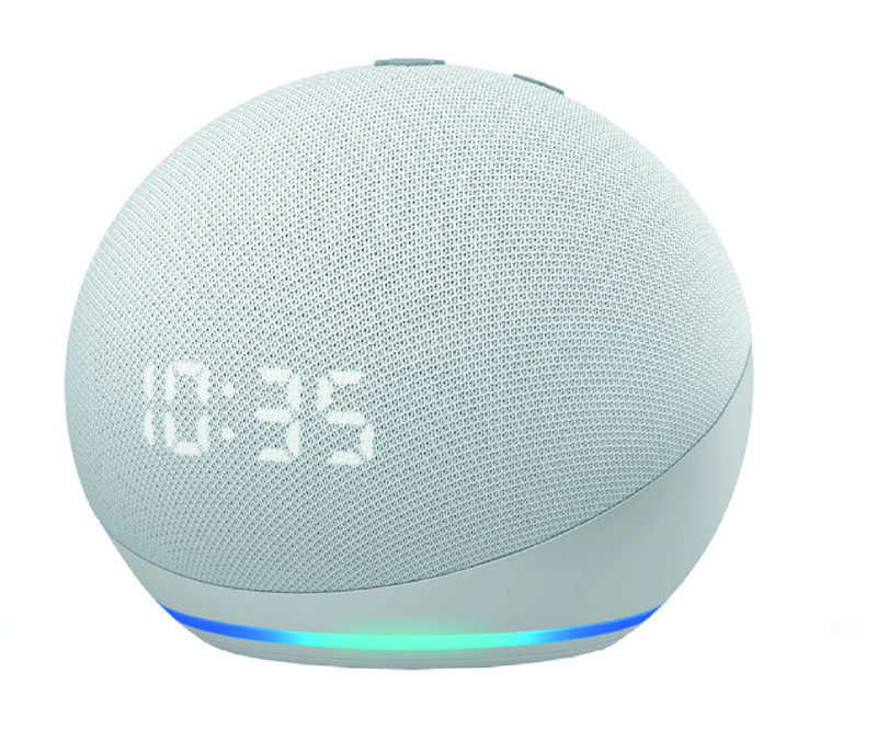Amazon Echo Dot 4th Gen w/ Clock - Glacier White - مكبر صوت